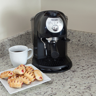 DE'LONGHI® Retro Espresso, Cappuccino and Latte Coffee Maker - Be your own Barista with this versatile coffee maker.  Patented dual-function filter holder makes espressos easy and jet frother creates frothy milk for any beverage. Includes 35-oz removable water tank, separate thermostats and coffee tamper.